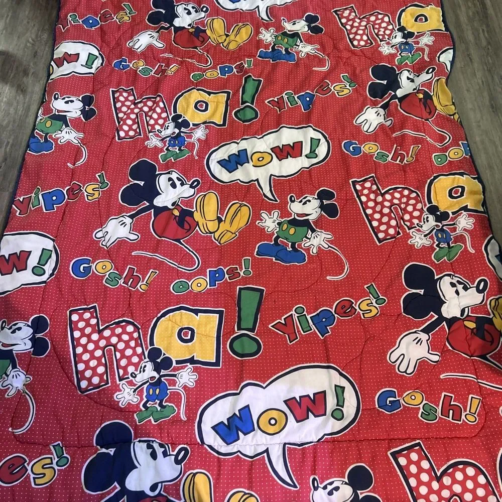 Twin Vtg Mickey Mouse Disney Brand Reversable  Comforters  82x61